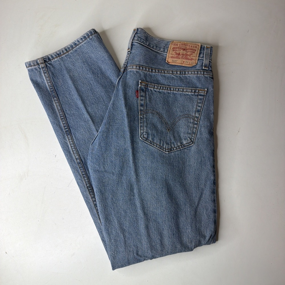 Levi's 505 Jeans Straight Leg Blue Mens 34x32 NWT Classic Casual